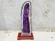 紫水晶（紅木底座）大水晶洞