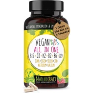 Vegan Children's All-in-One - Vitamin B12+D3+K2+B2+B6+B9 Folic Acid + Zinc + Iron + Selenium + Sodiu