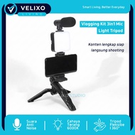 Vlogging Kit 3in1 Microphone LED Fill Light Tripod Bluetooth Remote - Set Vlog YouTuber