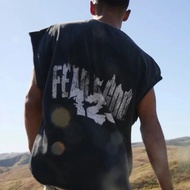 เจอร์รี่ Rrr123 หมอกอเมริกันเรโทรวินเทจฟิตเนสลำลองกีฬาเสื้อกั๊กแขนสั้นเสื้อยืดระบายอากาศได้ดีคอกลมสต