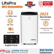 【DH12 2023 Latest Version with WiFi】LifePro Dehumidifier/ Drying Clothes/ 12L/ 24L Per 24H/Not Humidifier/ Compressor Type/ SG Plug/English Manual/ 2 Years SG Warranty