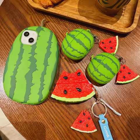 For Airpods 4 Simulation Fruit 3D Watermelon Cute Earpods Case for Airpods 1 2 3 Pro 2 Wireless Earp