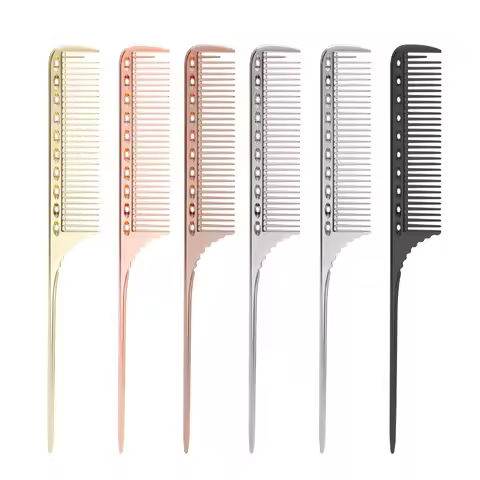 Metal Hair Comb Rat Tail Hairdressing Combs Hair Cutting Dying Hair Parting Comb Curly Hair Brush Ba