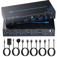 KCEVE 4K@60Hz KVM Switch 1/2 Monitors 4 Computers USB-C HDMI DP,EDID Emulator USB 3.0 Switch 4 Port 