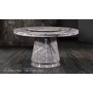 6ft/5ft Round  Marble Dining Table With Lazy Susan
