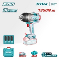 TOTAL Tools Cordless Impact Wrench + Battery + Charger (20V / 1350Nm / 3/4" / Brushless) TIWLI201355