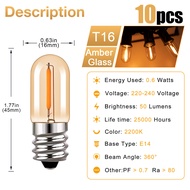 10pcs E12 E14 LED Edison Bulbs T16 0.6W Mini Tube Filament Bulb Retro 6Watt Equivalent 90% Energy Sa