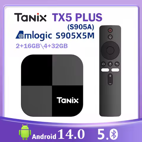 Tanix TX5 PLUS Android 14 Smart TV BOX Amlogic S905X5M 4GB 32GB AV1 4K 2.4G/5G Dual WIFI 1000M LAN B