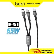 Budi 2 IN 1 Type C To Type C Cable 65W Fast Charging Data Cable (1.2M)