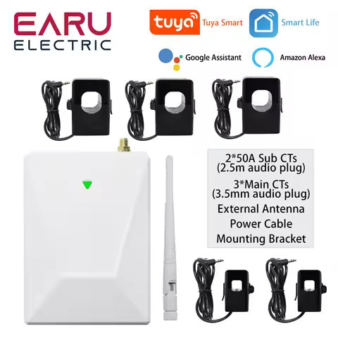 3 Phase 200/300A WIFI Smart Bidirectional Circuit Power Energy kWh Meter Monitor 5PCS CT Clamp Curre