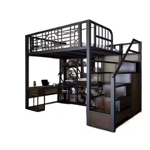 Wrought iron bed apartment iron frame bed loft type elevated bed