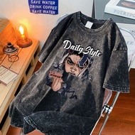 t shirt lelaki baju lelaki T-shirt jenama fesyen lelaki lengan pendek jalan raya Amerika dibasuh ter
