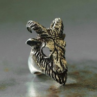 Baphomet騎自行車的人戒指頭骨純銀撒旦Pentagram山羊路西法墨西哥