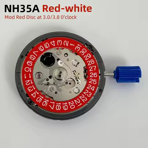 Genuine NH35 Mechanical Movement Modified Red Datewheel 3.0/3.8 Crown Japan Mod NH35A Mechanism Blac