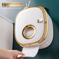 Wall Hanging Tissue Box Roll Paper Holder Toilet Tissue Storage Box Double Layer Plastic Organizer B