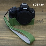 PU Leather Bottom Bag Case For CANON EOS R50 Protective Sleeve Base Battery Opening Cover With Wrist