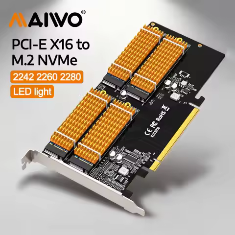 MAIWO NVMe Expansion Card PCIe 3.0 to M.2 NVMe SSD Converter 4 Bay Raid Array Card PC Motherboard PC