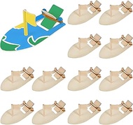 Deekin 48 Packs DIY Wood Sailboat Craft Wooden Boat Toy Rubber Band Paddle Model Boat Kits to Build 