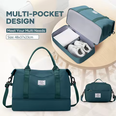 Large Capacity Lightweight Travel Duffle Bag Carry-On Luggage for Women Men, Weekend Gym Bag with Sh