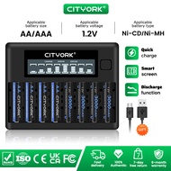 Cityork 8 Slot Fast LCD Smart Intelligent Battery Charger For 1.2V AA AAA Rechargeable Bateri Quick 