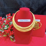 Combo 2  Kiềng bạc bản dẹp nguyên chất 9 chỉ. Mạ vàng 24k khóa vặn cao cấp có kí hiệu và khắc 9999