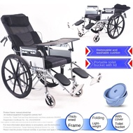 Full Reclining Wheel Chair for The Elderly, Pregnant Women, Disabled People, Lightweight Foldable Wheelchair, Convenient Travel Wheelchair