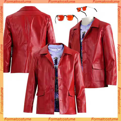 Fantasia Tyler Cosplay Durden Costume Eyeglasses PU Coat Fight 2025 Movie Club Roleplay T-shirt Jack