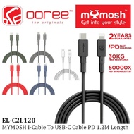 MYMOSH EL-C2L120 CABLE I-CABLE TO USB-C PD 1.2M/FAST CHARGING/ 30KG TEAR RESISTANCE/ CHARGE & SYNC/ 