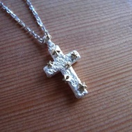 銀星星十字架項鍊
