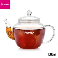 Fissman Glass Tea Pot with Steel Infuser Filter 1000ml - Heat Resistant Glass Teapot (9449)