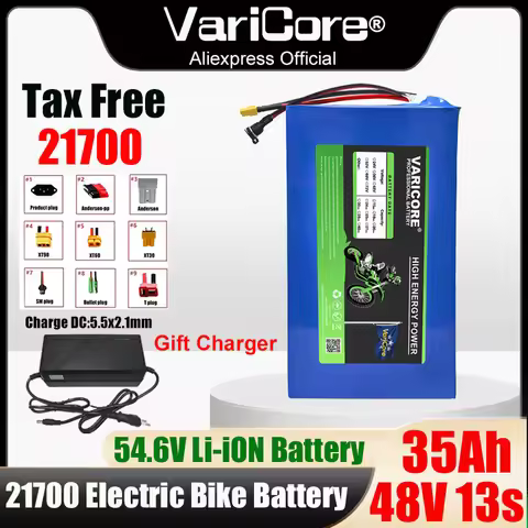 48V 35Ah 13s7p 21700 Lithium Battery Pack 54.6v 800w 1000w 1200w 1440w Built in BMS 30A Circuit Prot