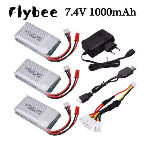 7.4V 1000mah 25C Lipo Battery and 7.4v Charger For MJXRC X600 U829A U829X F46 X601H JXD391 FT007 RC 