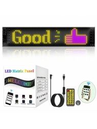 1入組，APP和遙控器無線控制，USB 5V電源供應，RGB / Slogan / Pattern DIY，大型素材庫，音樂互動，PU材質製成，LED智能屏幕，點陣屏幕，電子汽車窗標誌/屏幕，電子廣告顯示/滾動屏幕