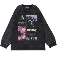 Pattern Merch Oversize Longsleeve Stone Black Washed Arcane Vintage Unisex Graphic Tee