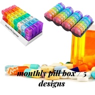 1 Month Pill Organizer | 31 Days Monthly Medicine Box | Daily Tablet Vitamin Supplement Storage | Po