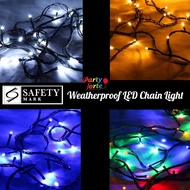 Partyforte LED Chain Light - Safety Mark! Weatherproof! 10m and adaptor Christmas Hari Raya Deepavali[Local Seller]