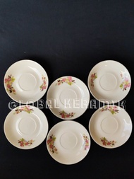 [6pcs]Lepek kopi keramik RRT | lepek jadul | tatakan gelas kaca