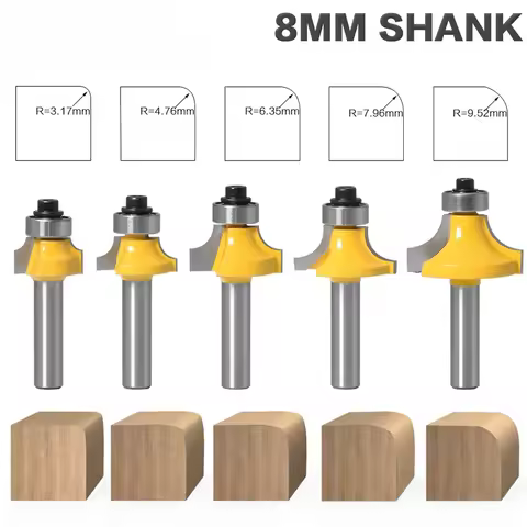 1/5 Pcs 8mm Corner Round Over Router Bit with Bearing Milling Cutter for Wood Multifunction Woodwork