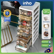 INHO L27cm (3-8 Layers) Moveable Trolley Cosmetic Jewelry Drawer Storage Cabinet With Wheels