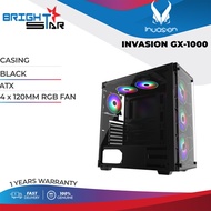 PC CASE / INVASION GX-1000 / BLACK / ATX / 4 x 120MM RGB FAN / 1Y WARRANTY /