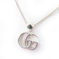Excellent condition GUCCI 527399 Double G Mother-of-Pearl Necklace in AG925 Silver and Pink, with bo