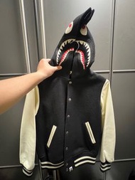 BAPE Shark Varsity Jacket 皮袖鯊魚頭棒球外套 size M