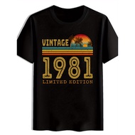 Men'S Retro 80S 1981 Limited Edition Graphic T-Shirt Casual Black Tee