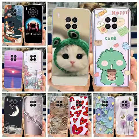 For Huawei Nova 8i Case Honor 50 Lite NTN-L22 Cute Painted Cover Clear Silicone Soft TPU Phone Case 