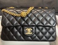 New 23s 正單 Chanel  black mini CF 山茶花扣 黑金