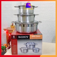 Pot set of 3 Piece SONY made of thick stainless steel 410 for all types of stoves