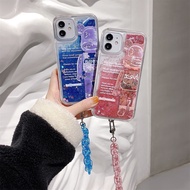 Compatible with iPhone 15 14 13 12 Mini 11 Pro Max X XR XS Max SE 2022 SE3 2020 8 7 6 6s Plus Fashion Bearbrick Bear Shiny Glitter Clear Case with Crystal Bracelet