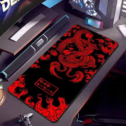 Red Dragon Mousepad Japanese Big Desk Mat Kawaii Gaming Accessories Rubber Anti slip Mouse Pad XXL P