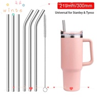 WINTE 1Pcs Stainless Steel Straws, Silver 6mm 8mm Cup Straw, Reusable Drinking Straight Bent Replacement Straw for  30oz 40oz Tyeso Cup