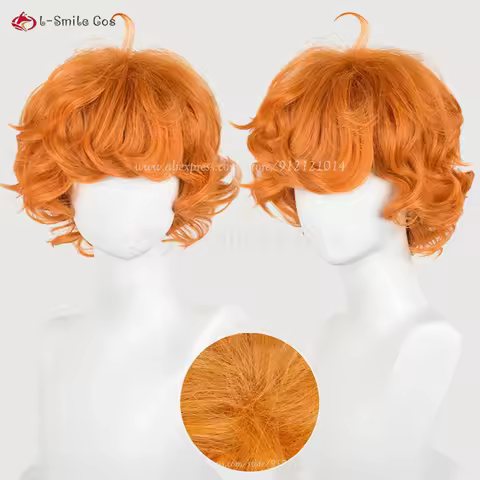 Anime Panty Stocking Burifu Cosplay Wig 30cm Short Orange Cruly Hair Heat Resistant Synthetic Wig Ha